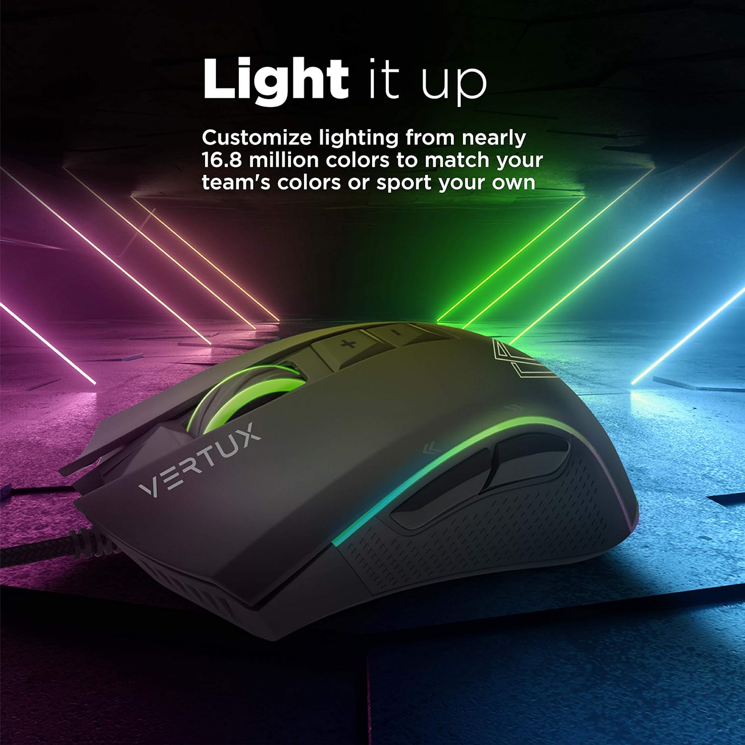 Vertux Rodon Gaming Mouse High Performance Optical Wired Mouse with 12000 Adjustable DPI Customizable Lumi LED 7 Programmable Buttons and Multi-Surface Tracking Black Vertux Rodon Gaming Mouse High Performance Optical Wired Mouse with 12000 Adjustable DPI Customizable Lumi LED 7 Programmable Buttons and Multi-Surface Tracking Black